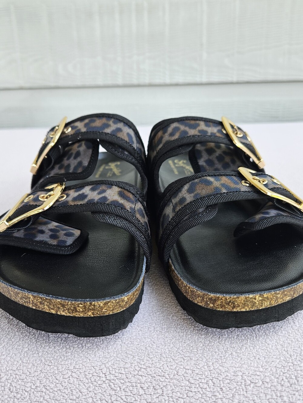 Seychelles Slides Sandals Women SZ 6 Leopard Print Buckle Straps Memory Foam - Picture 6 of 12